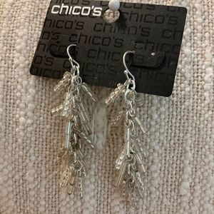 0224-Chico's Silver and Clear Beaded Earrings